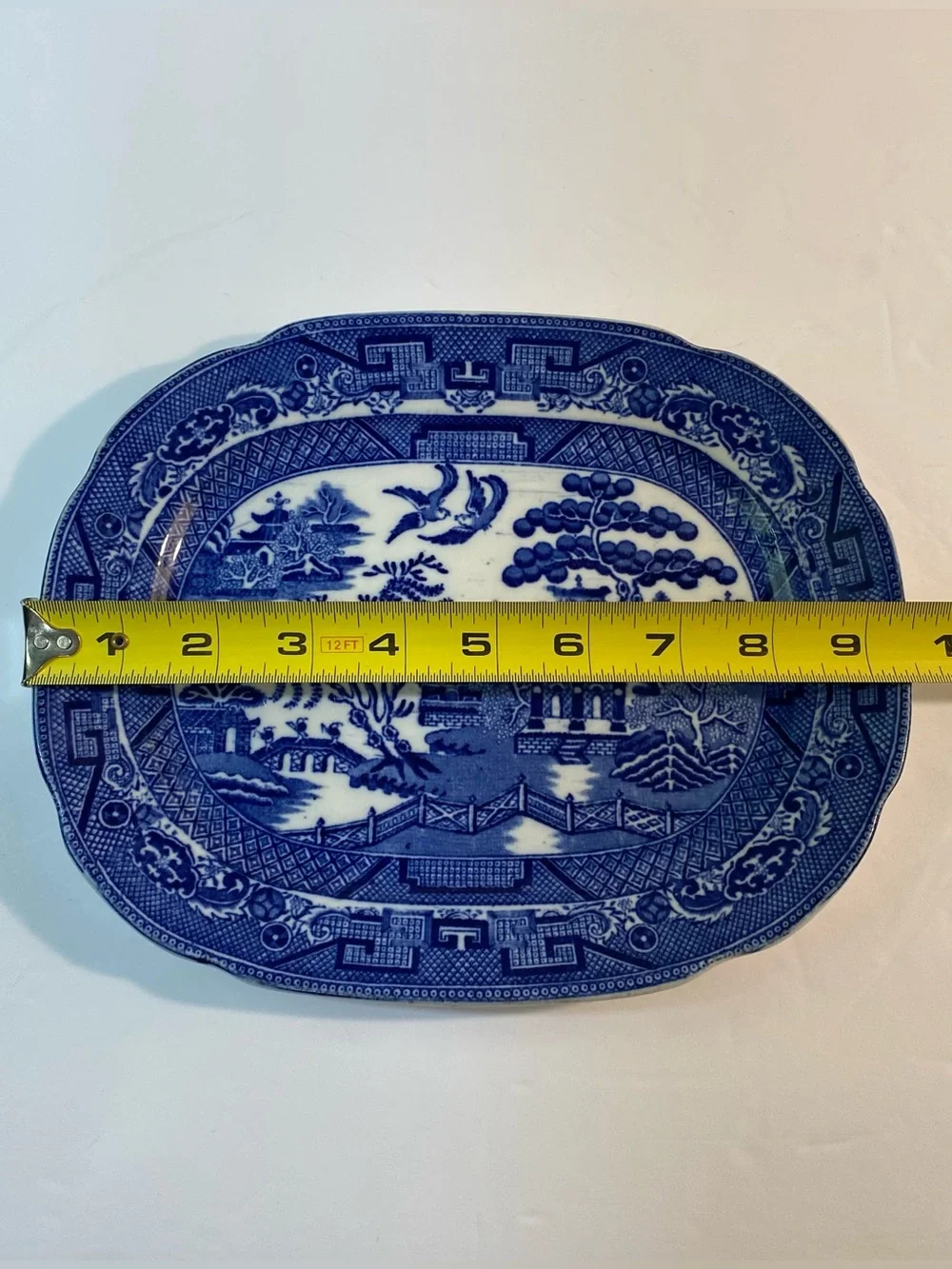 Allertons Blue Willow Vintage Antique Serving Plate Platter 9.5” x 7.75” England